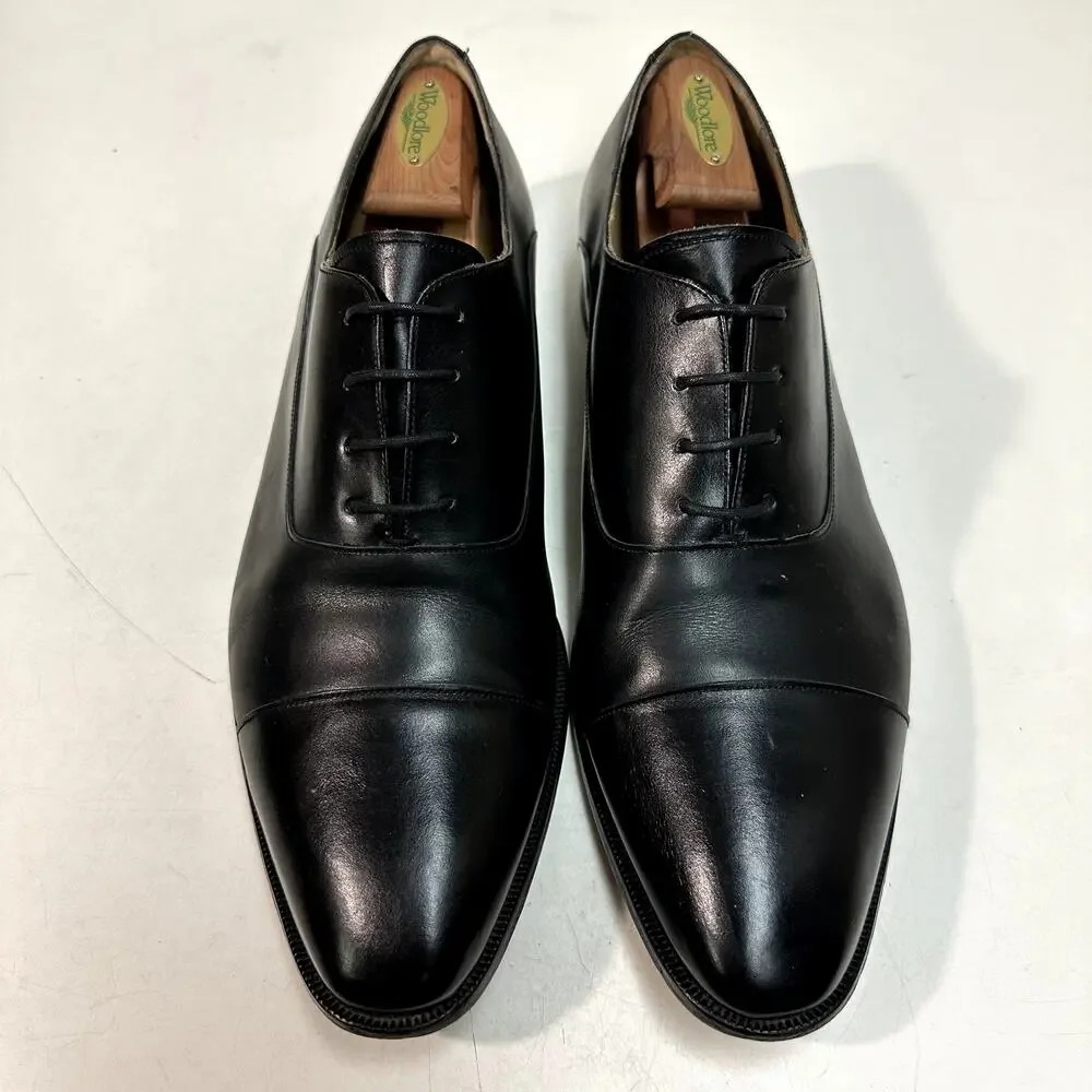 VERY GOOD Jack Erwin Cap-Toe Oxford Black Calf Made in Spain Men's 13